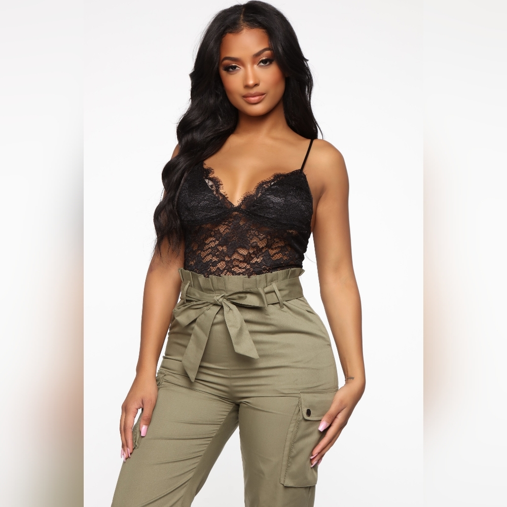 Lace & Army Green Cargo Jumpsuit